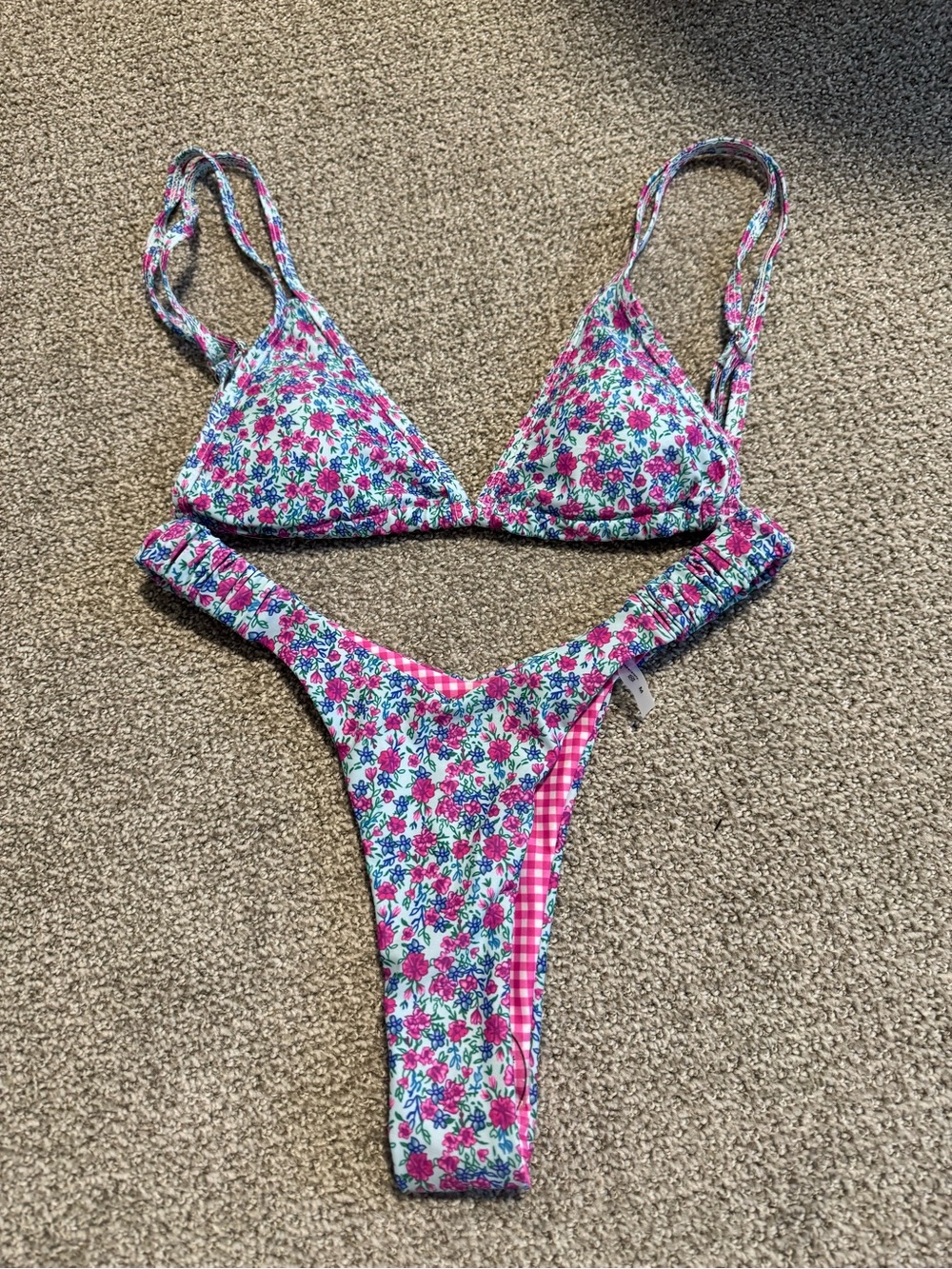 Womens Floral Pink & Blue Swimsuits set of 2